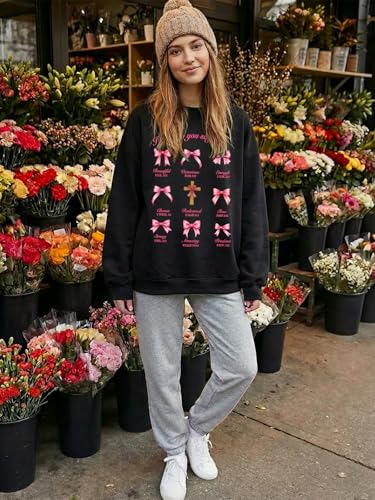 Christian Sweatshirts For Women Oversize Daisy Print Sweatshirts - color: Black, size: Medium
