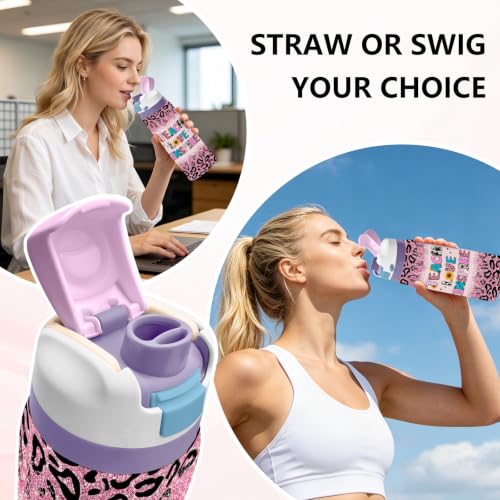 Teacher 32oz Insulated Water Bottle, Women Gift, 2-in-1 Lid, 1PCS - color: Thank Teachers-Pink