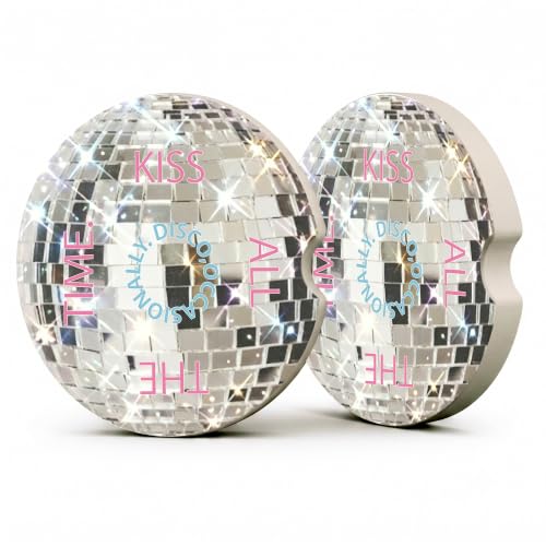 Disco Ball Car Coasters, Retro Coquette Preppy Cup Holders, 05 - color: Disco Ball