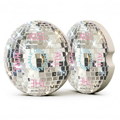 Disco Ball Car Coasters, Retro Coquette Preppy Cup Holders, 05 - color: Disco Ball
