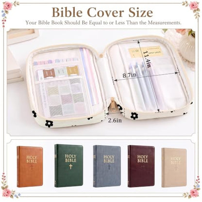Britimes Bible Cover Case for Women, Bible Cover with Accessories, Daisy - color: Black White Floral