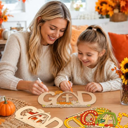 BeYumi Fall Wooden Pumpkin Craft - 20Pcs Christian GOD Ornaments for Kids - style: Pumpkin GOD