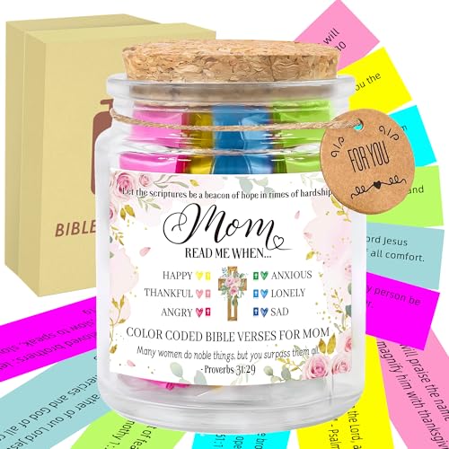 Bozidol Bible Verse Jar for Mom, Mom Gifts from Daughter Son, 90 Color Coded Bible Verses in a Jar, Inspirational Christian Faith Based Mothers Day Christmas Birthday Gifts for Women - color: Mom