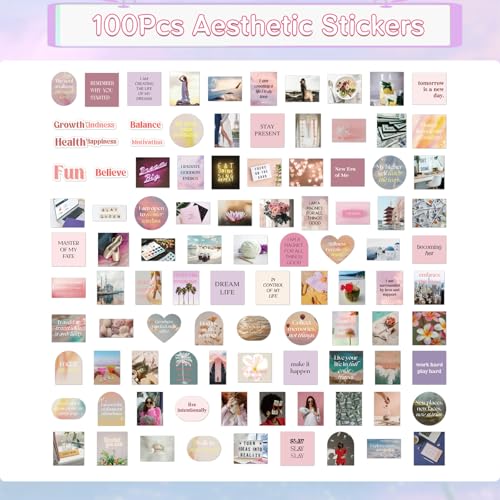 100Pcs Vision Board Supplies Stickers Pink Positive Quote Stickers - color: 100pcs Pink Vision Board 239