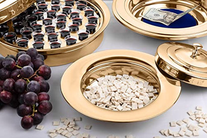 Premium Gold Stainless Steel Offering Trays for Church Collections - color: Offering Plate Blue