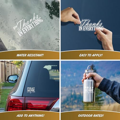 Religious Faith Vinyl Stickers - 4 Piece Decals Car Window Decals - Vinyl Car Sign Sticker - All Weather Proof - Pray More - Faith Infinity Love – Easy to Put On Car - style: Faith