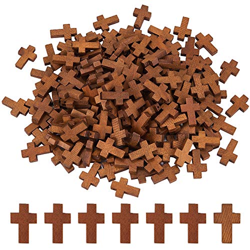 SUNNYCLUE 200Pcs 0.85x0.55Inch Wood Cross Charm Pendants Mini Natural Wooden Small Cross Charms Bulk for Party Favors Easter Rosary Necklace Jewelry Making Charms Hanging Ornament Craft Accessories - color: 200Pcs Browm 22x15mm
