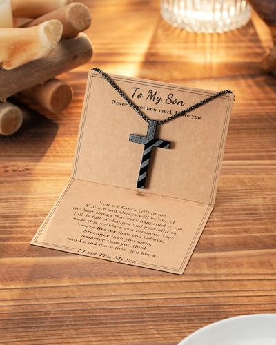 Tarsus Faith Cross Necklace for Boys Son Brother Christian Jewelry Gifts - style: Son