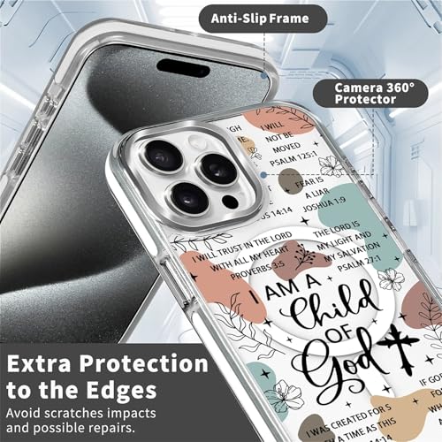 for iPhone 15 Pro Max Case [Compatible with Magsafe],Girls Women Clear Magnetic Case Silicone Shockproof Protective Cover with Pattern Bible Verses - color: Bible Verses, size: iPhone 15 Pro Max