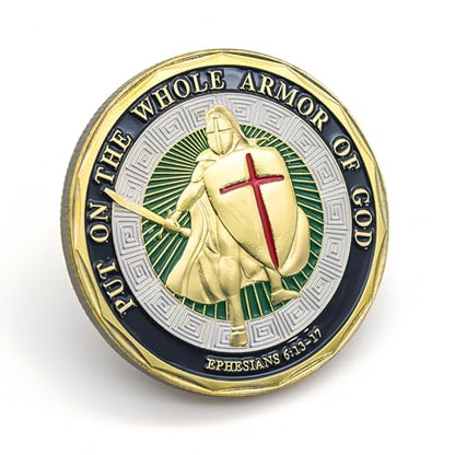 Armor of God Challenge Coin - Detailed Christian Symbolism Design - Inspirational Gift for Faith