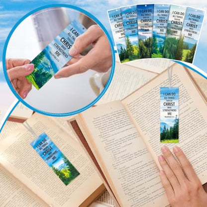 Dispowreath 60 Pcs I Can Do All Things Through Christ Bookmarks Religious Philippians 4: 13 Bookmarks Church Exchange Gifts for Men & Women Sunday School Vbs Church Prizes Party Favors - style: I Can Do All Things Through Christ
