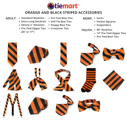 tiemart Crossover Tie - color: Orange and Black Striped