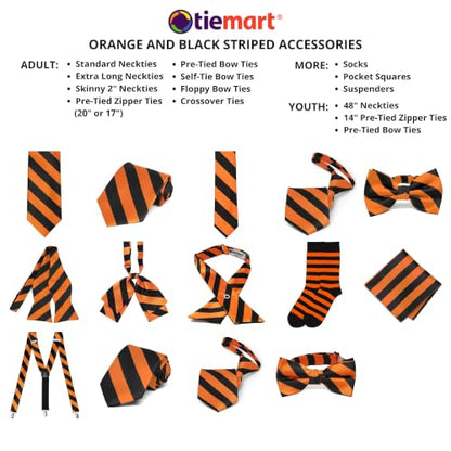 tiemart Crossover Tie - color: Orange and Black Striped