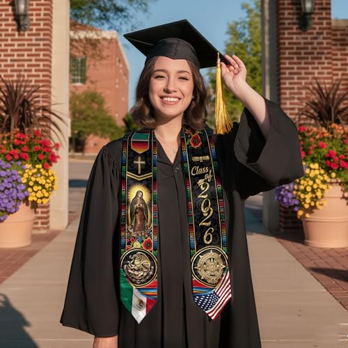 Mexico Graduation Sash, Cross Graduate Stole, Class Of 2026, Mexican Stole - color: Ds 02