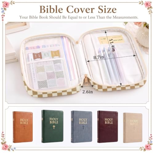 Britimes Bible Cover Case for Women, Bible Cover with Accessories, Brown - color: Brown Checkered