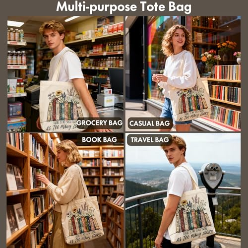 Large Tote Shopping Bag Cotton Canvas-Reusable grocery Bag with Zipper Aesthetic Reusable Shoulder Bag - style: Style-d