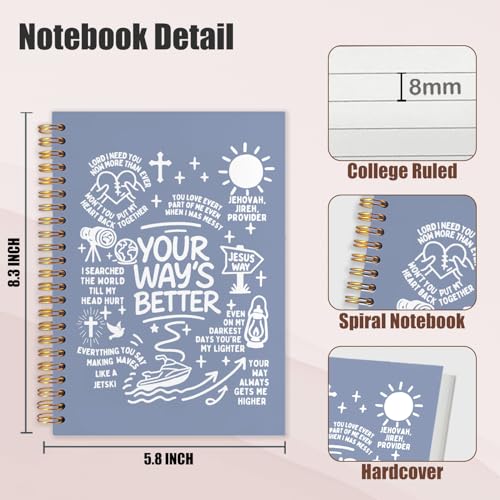 OHDCE Light Blue Christian Spiral Notebook Journal 5.5x8.3in, Religious Faith Based Bible Verse Spiral Notebook Journal for Note Taking, Christian Faith Based Gifts, 5.5x8.3 Inch - color: Your way’s batter
