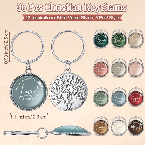 Equsion 36 Pcs Christian Keychain Bulk Mini Bible Keychains, Xmas - color: Xmas