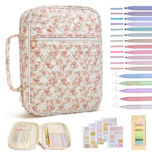 Bible Bag Cover Case for Women Study Supplies Kit Church Book Holder - color: Siamese Rose