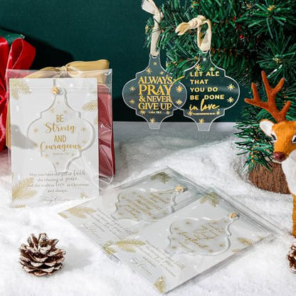 Kasyat 10 Sets Christian Tree Ornaments Bulk Clear with Cards, Classic - style: Classic