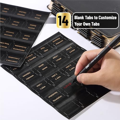 Mr. Pen- Catholic Leather Bible Tabs, 160 Tabs - color: Black Leather, White Paper