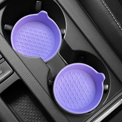 4 Packs Silicone Car Cup Holder Coasters,Car Coasters for Cup Holders,Universal Removabl Vehicle Cup Holder Coasters for Most Cars, Trucks, RVs (Purple) - color: Purple