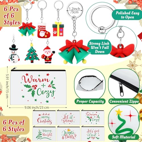Funnymoom 24 Pcs Christmas Gifts Set Include 24 oz Merry Christmas Plastic Tumbler Cup with Lids and Straw Makeup Cosmetic Bag Crew Sock Keychain for Xmas Party Favors Winter Friendmas Gifts - style: Merry Christmas