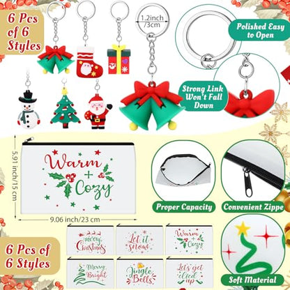 Funnymoom 24 Pcs Christmas Gifts Set Include 24 oz Merry Christmas Plastic Tumbler Cup with Lids and Straw Makeup Cosmetic Bag Crew Sock Keychain for Xmas Party Favors Winter Friendmas Gifts - style: Merry Christmas
