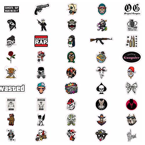 100Pcs Gangster Stickers, Gangster Decals, Skull Stickers, Mafia Laptop Decals, Gifts for Women & Men - color: Gangster Stickers