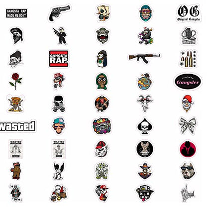 100Pcs Gangster Stickers, Gangster Decals, Skull Stickers, Mafia Laptop Decals, Gifts for Women & Men - color: Gangster Stickers