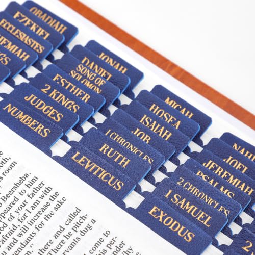 Leather Bible Tabs, Bible Tabs for Women and Men(Gold Foil Lettering) Large Print Stickers, Easy to Read and Apply, 66 Chapters & 14 Blank Labels for Easy Navigation, Bible Study Supplies(Blue) - style: Leather Blue