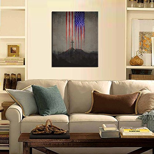 KREATIVE ARTS Modern Canvas Prints Wall Art Christian cross Vintage Poster Contemporary Painting Stretched Gallery Canvas Wrap Giclee Print Ready to Hang for Home Decor 20x24inch