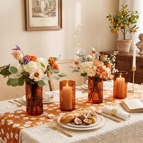 TBWIND 12pcs 6 Inch Amber Glass Cylinder Vases for Centerpieces - size: 12 Pack 6 Inch - Amber