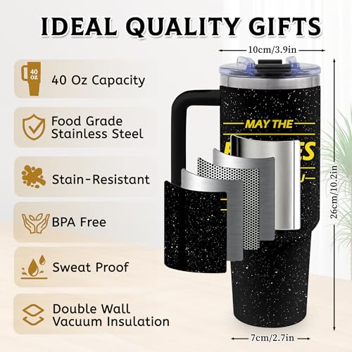 Father Gifts for Men, 40oz Tumber With Handle - color: Father-Black