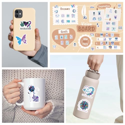 100 Pcs Suicide Prevention Awareness Stickers, Teal Purple Decals - color: Suicide Prevention