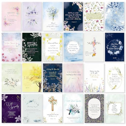 Nihuecne 24 Pack Floral Religious Sympathy Cards with Envelopes, 24 Designs