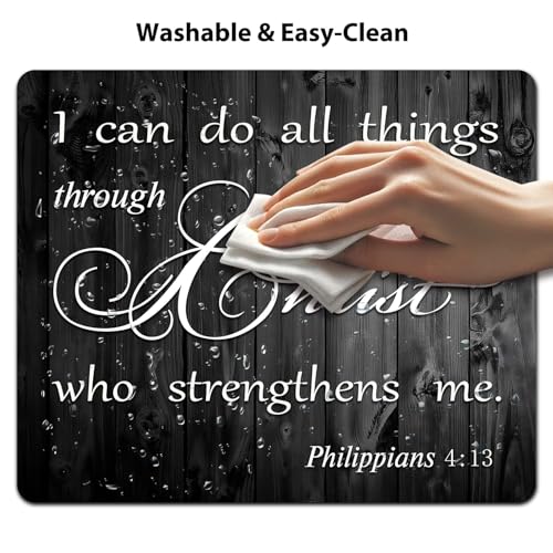 I Can Do All Things Through Christ Mouse Pad, Rustic Black Wood Desk Mat - color: Custom Designs Art 035