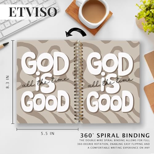 ETVISO Beige Wavy Bible Journal Notebook for Women, Inspirational Christian Gifts for Women, Prayer Bible Supplies Journal, Church Notes Notebook, Cute Preppy Hardcover Spiral Notebooks 5.5x8.3 - color: 04-Bible(Beige Wavy)