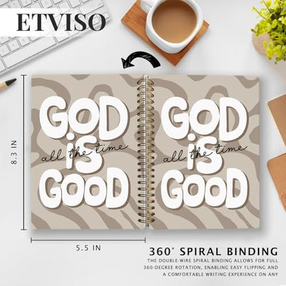 ETVISO Beige Wavy Bible Journal Notebook for Women, Inspirational Christian Gifts for Women, Prayer Bible Supplies Journal, Church Notes Notebook, Cute Preppy Hardcover Spiral Notebooks 5.5x8.3 - color: 04-Bible(Beige Wavy)