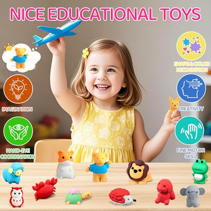 URSKYTOUS 121Pcs Animal Erasers Desk Pets for Kids,Classroom Prizes - style: 121Pcs