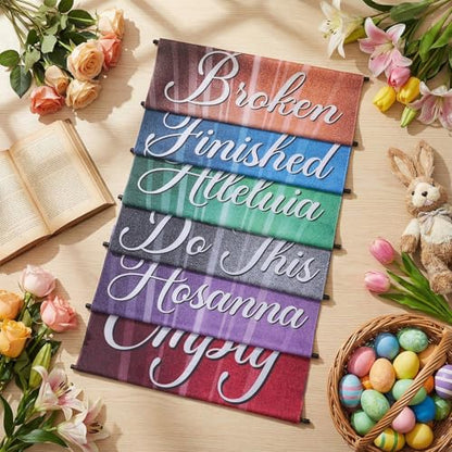 Tegeme 6 Pcs Easter Church Banners for Sanctuary, Literal and Rod - style: Literal and Rod