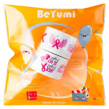BeYumi Breast Cancer Awareness Stickers - 1000Pcs Breast Cancer Awareness Stickers in 2 Rolls Waterproof Vinyl Pink Ribbon Caring for Women's Health Decals Care About Women Laptop Bottle Luggage Decor - style: Breast Cancer Awareness