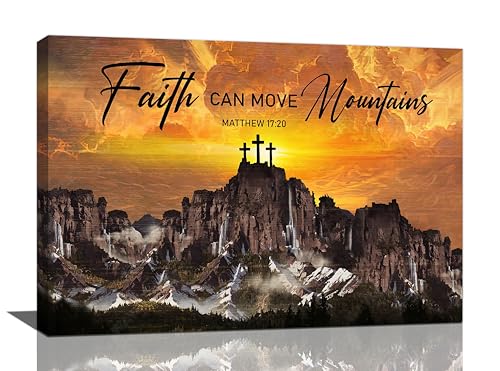 Christian Cross Wall Art Bible Verse Scriptures Pictures Wall Decor Religious Faith Canvas Prints Mountain Painting Frame Modern Artwork Home Decoration For Church Living Room Bedroom Office 16"X24" - color: Cross In Moutain, size: 16"L x 24"W