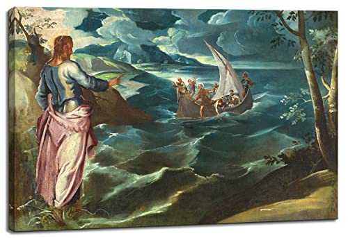 Canvas Print Wall Art - Christ at The Sea of Galilee, Circa 1575 by Tintoretto - 18x12 inches - color: Christ at the Sea of Galilee, size: 18"L x 12"W
