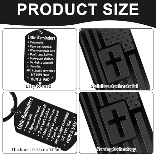 Keychain for Men Boys, Dog Tag Style Key Chain, Black Key Rings Birthday Christmas Veteran Day Gifts - style: Drive Safe
