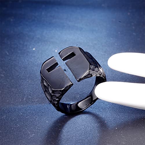 Men's Stainless Steel Ring Cutout Christian Cross Statement Signet Rings - color: black
