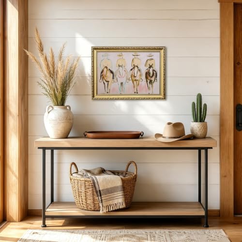 Western Cowboy Wall Art, Vintage Southwestern Cowboy Wall Decor Abstract Horse Riders Canvas Print Painting for Bedroom Living Room 16x24 Inch Gold Framed - color: Cowboy-Y, size: 24"L x 16"W
