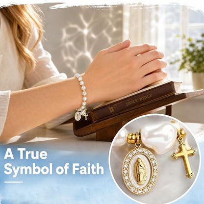 Holy Water Bracelet for Women,Religious Christian FaithJewelry - color: White
