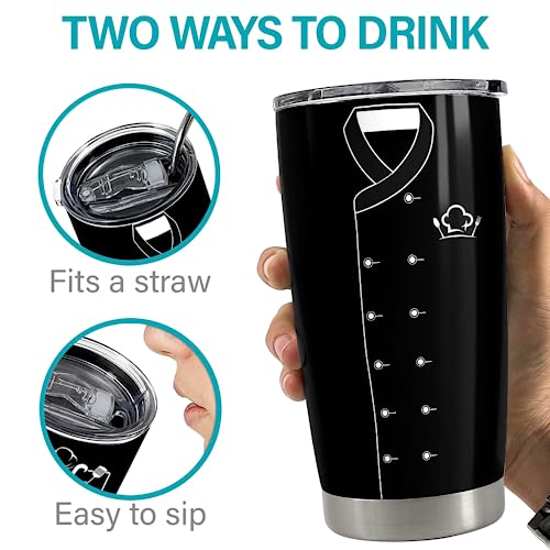 Gifts for Women Men Chef Tumbler 20oz Chef Stainless Steel Insulated Tumblers Coffee Travel Mug Cup Chefs Gifts for Birthday Christmas Cook Lovers Gift - color: Chef