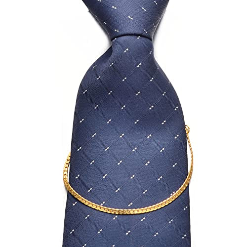 2Pcs Tie Chain for Men Classic with Double Single Gold Silver Elegant Chain Tie Cilp - color: gold single chain (two)